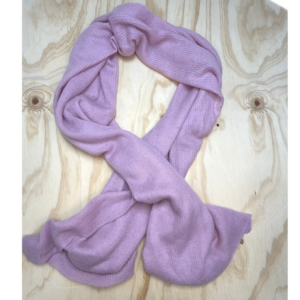 Free People Lilac Purple Oversized Knit Scarf Soft Fuzzy Long Wrap 100x42 OS